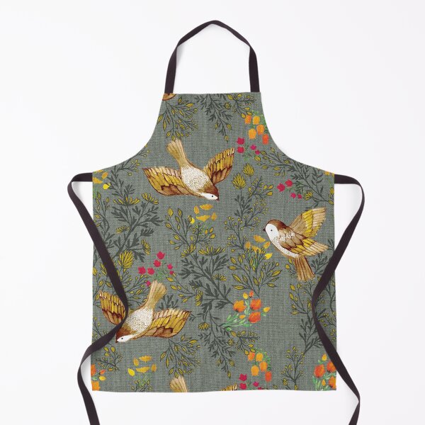 Item preview, Birdsong Meadow Flying Birds Foliage Flowers Smoke Grey designed and sold by Cecilia Mok.