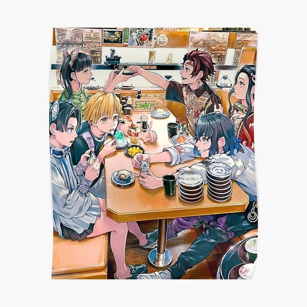 Démon Slayer Gang ayant des sushis Poster