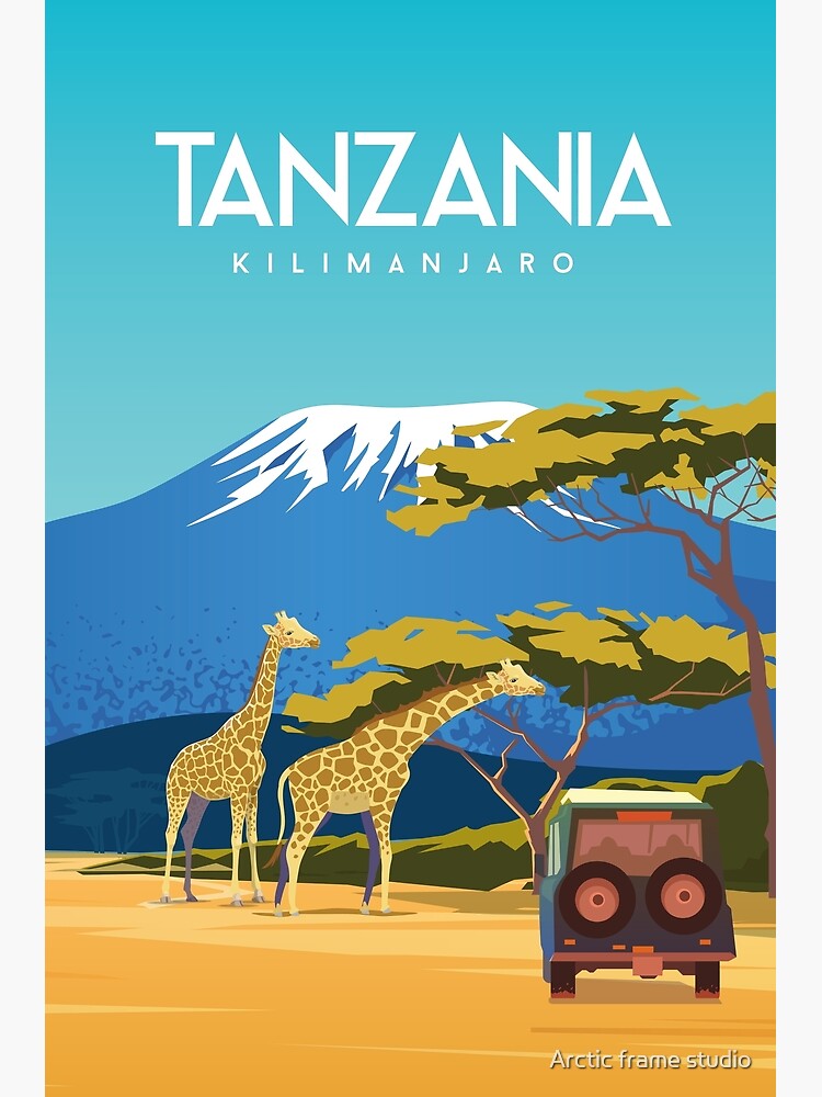 Tanzania Africa travel poster by Caravanstudio