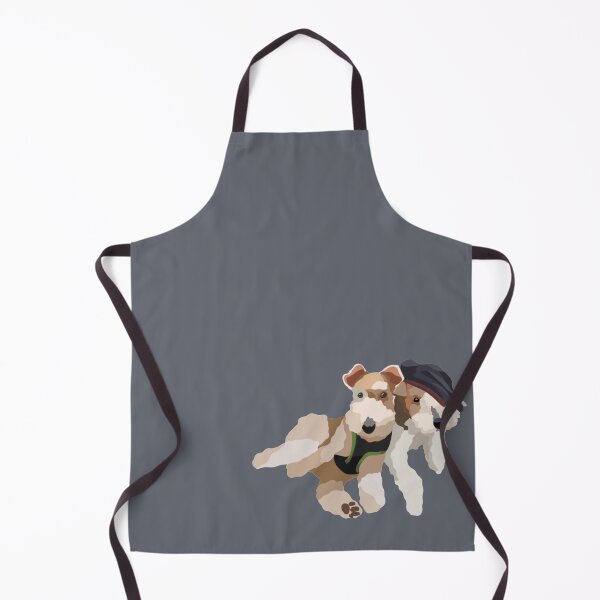 Lying Wire Fox Terrier Dog Portrait Digital Illustration Apron