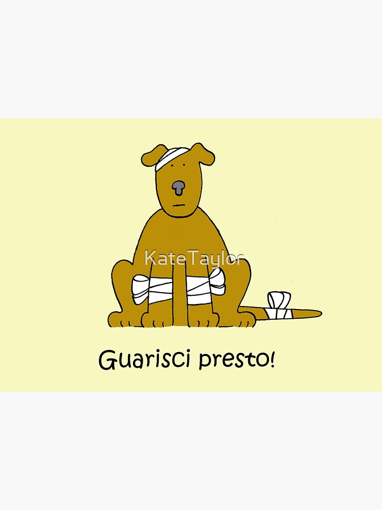 Italian Get Well Soon Guarisci Presto Cartoon Puppy Sticker for Sale by  KateTaylor