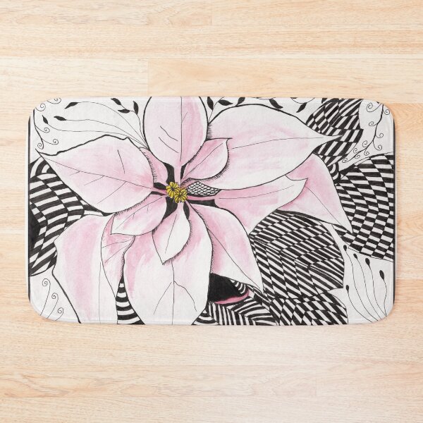 Item preview, Zentangle Poinsettia in Pink and Black designed and sold by The Elderberry Blossom.