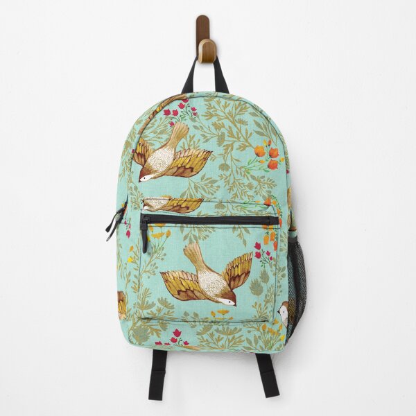 Item preview, Birdsong Meadow Flying Birds Foliage Flowers Sky Blue designed and sold by Cecilia Mok.