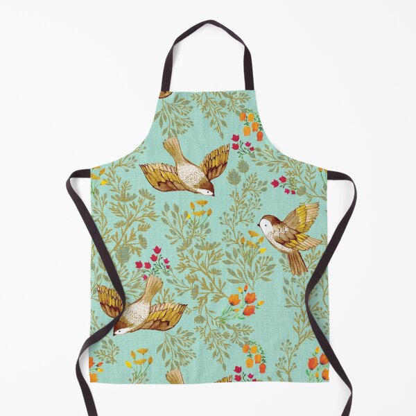 Item preview, Birdsong Meadow Flying Birds Foliage Flowers Sky Blue designed and sold by Cecilia Mok.