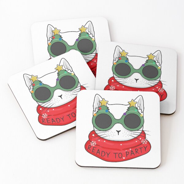 Item preview, Winter holidays Profound Partygoer white cat designed and sold by runcatrun.