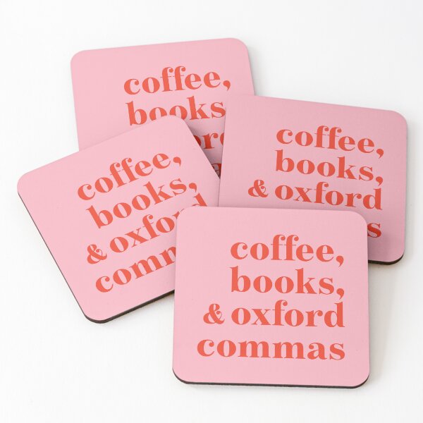 Item preview, Coffee, Books, and Oxford Commas in Red and Pink designed and sold by neopop.