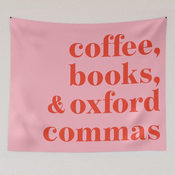 Item preview, Coffee, Books, and Oxford Commas in Red and Pink designed and sold by neopop.