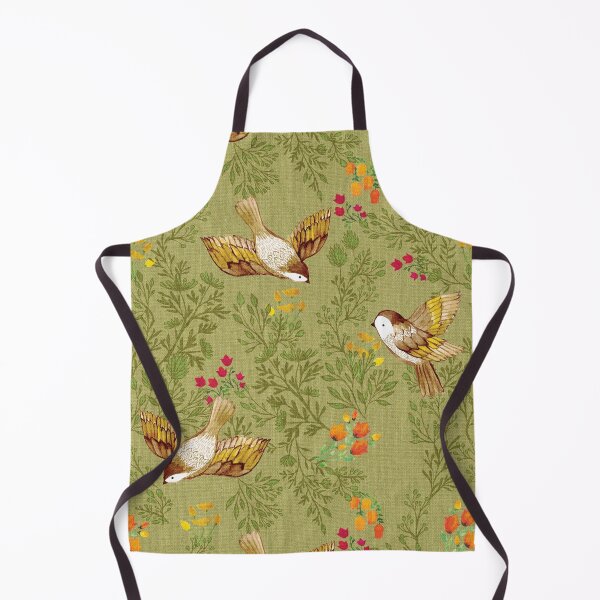 Item preview, Birdsong Meadow Flying Birds Foliage Flowers Green Moss designed and sold by Cecilia Mok.