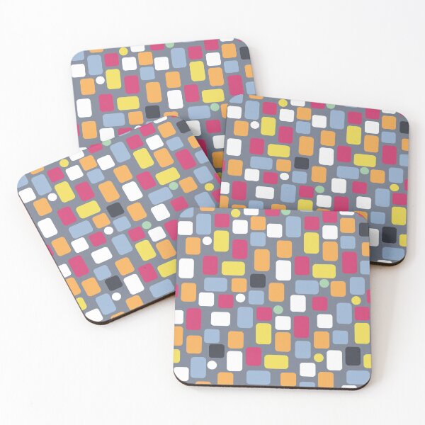 Item preview, Scattered pattern from multicolored rectangles on gray designed and sold by colorofmagic.