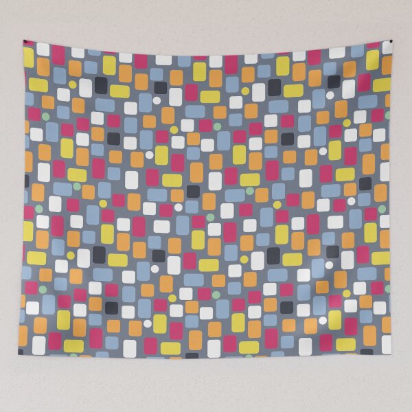 Item preview, Scattered pattern from multicolored rectangles on gray designed and sold by colorofmagic.