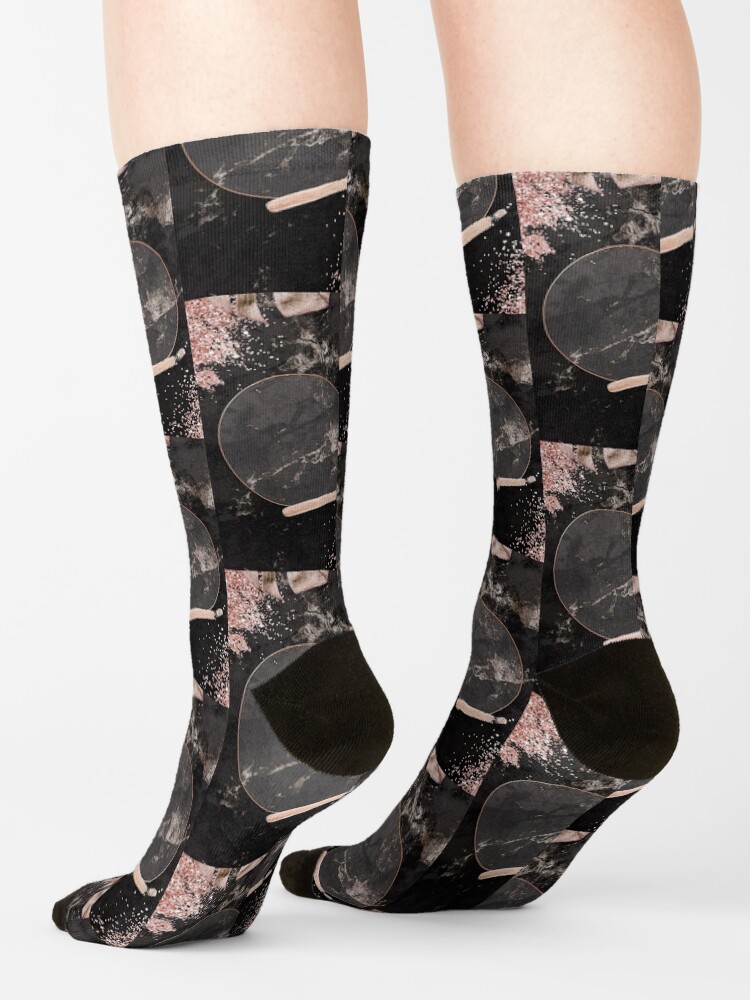 Thumbnail 4 of 5, Socks, pink black marble gradient designed and sold by Sellystickers.