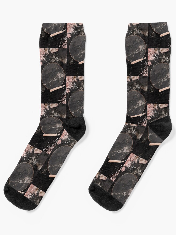 Thumbnail 1 of 5, Socks, pink black marble gradient designed and sold by Sellystickers.