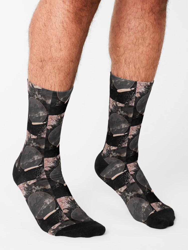 Thumbnail 3 of 5, Socks, pink black marble gradient designed and sold by Sellystickers.