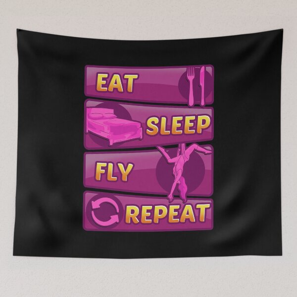 Item preview, Eat Sleep Fly Repeat Aerial Yoga Silks designed and sold by perfectpresents.