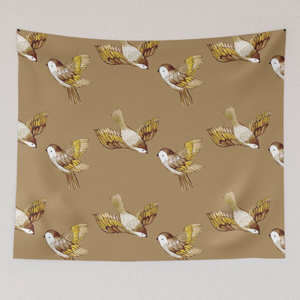 Item preview, Two Birds in Flight on Fawn Caramel Brown designed and sold by Cecilia Mok.