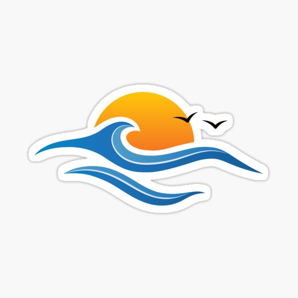 Sun, wave and birds sticker Sticker