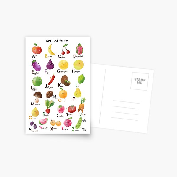 ABC of fruits in Aquarelle style Postkarte