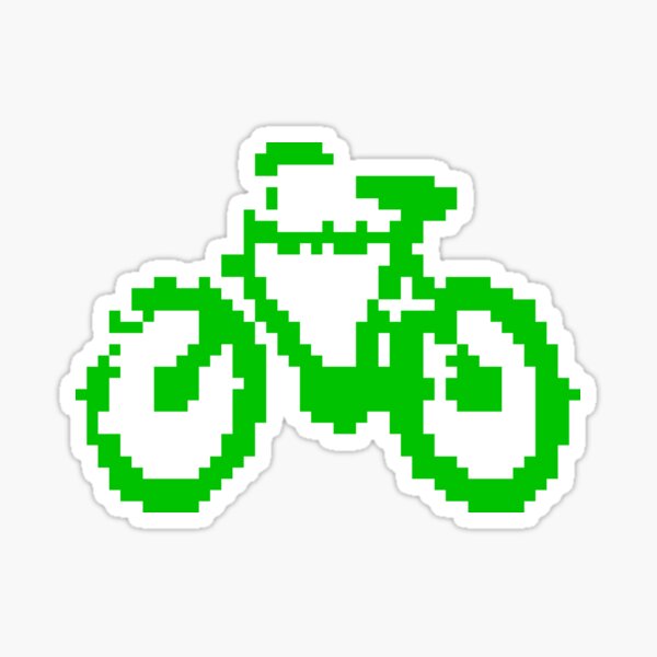 1 bit pixel bike (green) Sticker