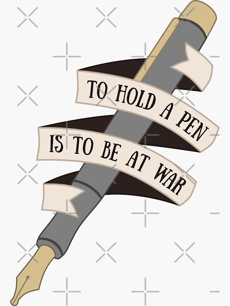 Thumbnail 3 of 3, Sticker, Dark Academia: Writing Quote by Voltaire designed and sold by ElectricFangs.