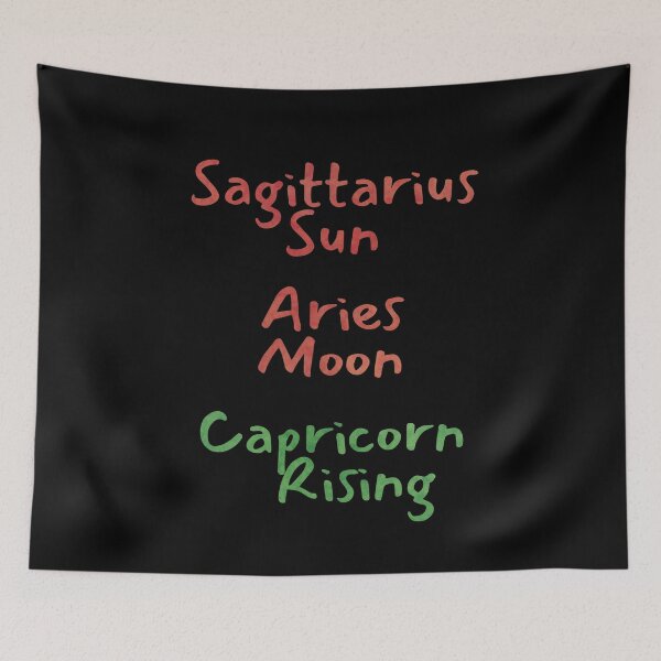 Item preview, Sagittarius Sun Aries Moon Capricorn Rising Text designed and sold by leomooncreates.