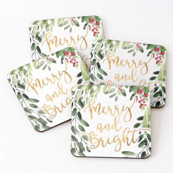 Item preview, Watercolor Christmas greenery, merry and bright designed and sold by blursbyai.