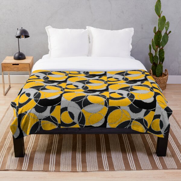 Item preview, Gold Black Mod Circle Abstract Geographic Pattern designed and sold by ChromaticAddict.