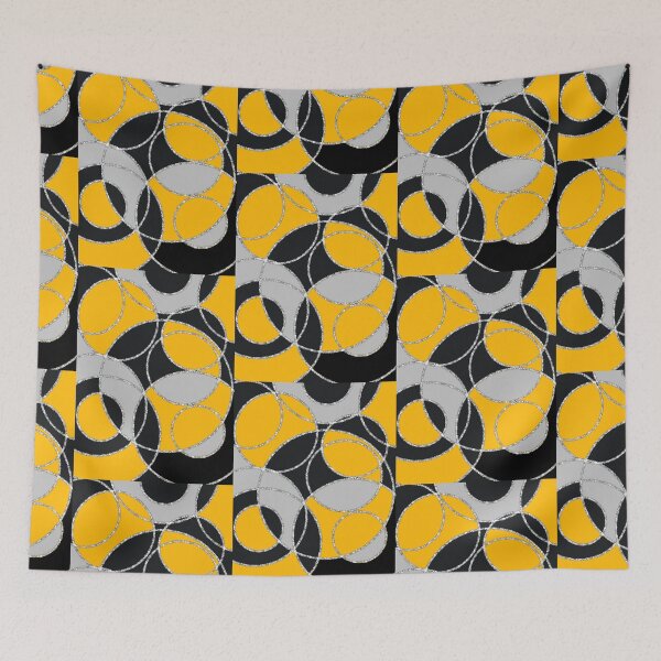Item preview, Gold Black Mod Circle Abstract Geographic Pattern designed and sold by ChromaticAddict.
