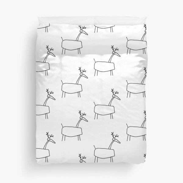 Poro the Reindeer (outline black) Duvet Cover