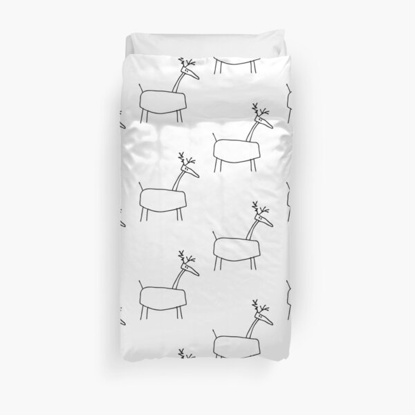 Poro the Reindeer (outline black) Duvet Cover