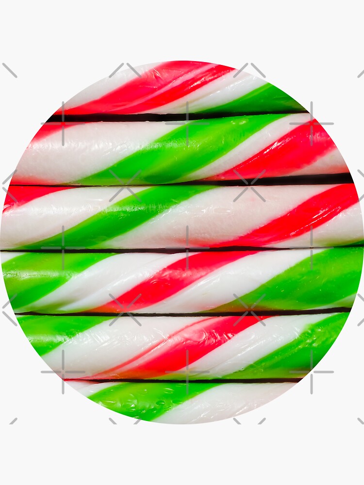 "Red and Green Candy Canes Real Candy Stripes" Sticker for Sale by