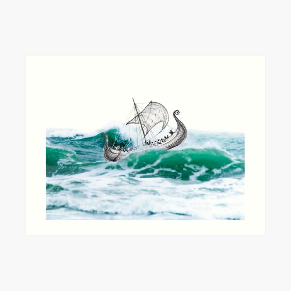 Viking Ship in a Storm Art Print