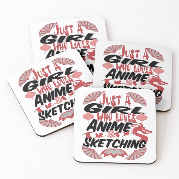 Item preview, just a girl who loves anime and sketching quote red and black designed and sold by steven8899.