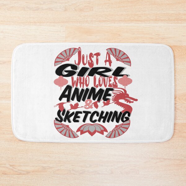 Item preview, just a girl who loves anime and sketching quote red and black designed and sold by steven8899.