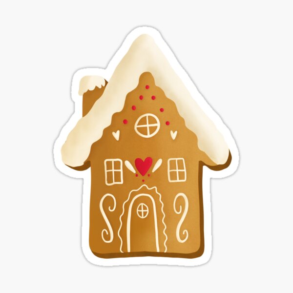 Gingerbread House with a Heart Sticker