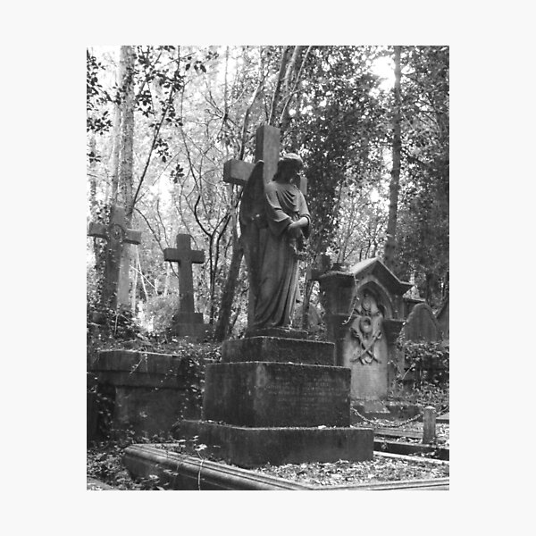 Highgate Cemetery Angel Cross Photographic Print