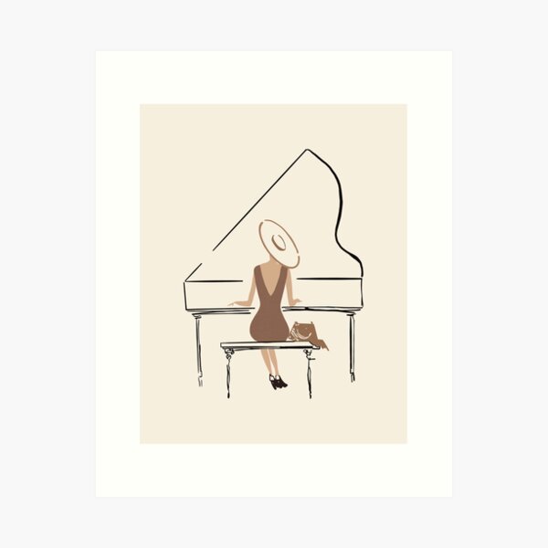 Item preview, Boho Woman Plays Piano Art Prints designed and sold by Zetsmo.