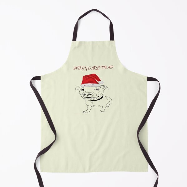 Item preview, Festive American Bulldog Merry Christmas with Santa Paws Hat designed and sold by IslesArt.