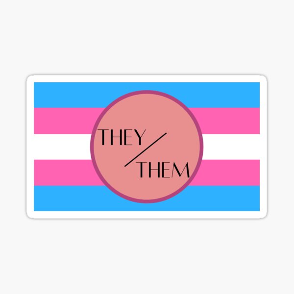 Theythem Pronouns With Trans Flag Sticker For Sale By Mysticteakettle Redbubble 2883