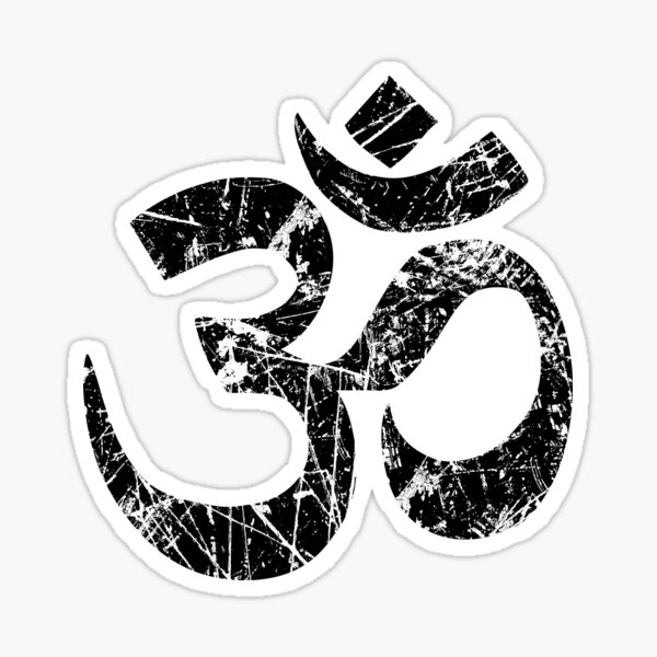 OM Symbol In Tamil Script Circle Decal Sticker | 5.5-Inches By 5.5-Inches |  Meditation Conciousness Religious Motivational Inspirational | White Vinyl