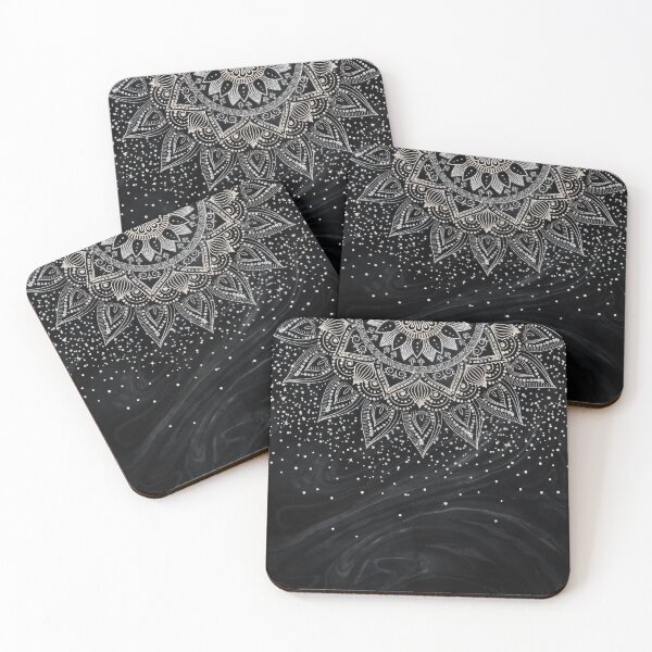 Item preview, Luxury Silver Mandala Dots Black Marble designed and sold by InovArtS.
