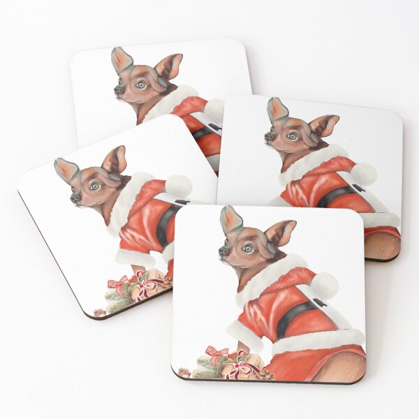 Item preview, Chihuahua Santa with gifts - Funny X-Mas dog illustration designed and sold by Linda Sholberg.