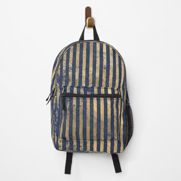 Item preview, An ornate and vintage gold and blue distressed stripes design designed and sold by AnnieHochmann.