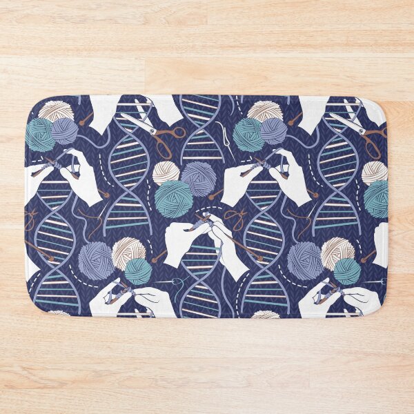 Item preview, Knitting DNA // navy blue background indigo blue and teal wool balls and knit details designed and sold by SelmaCardoso.