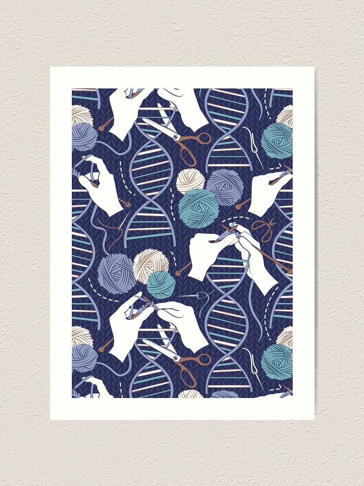 Knitting DNA // navy blue background indigo blue and teal wool