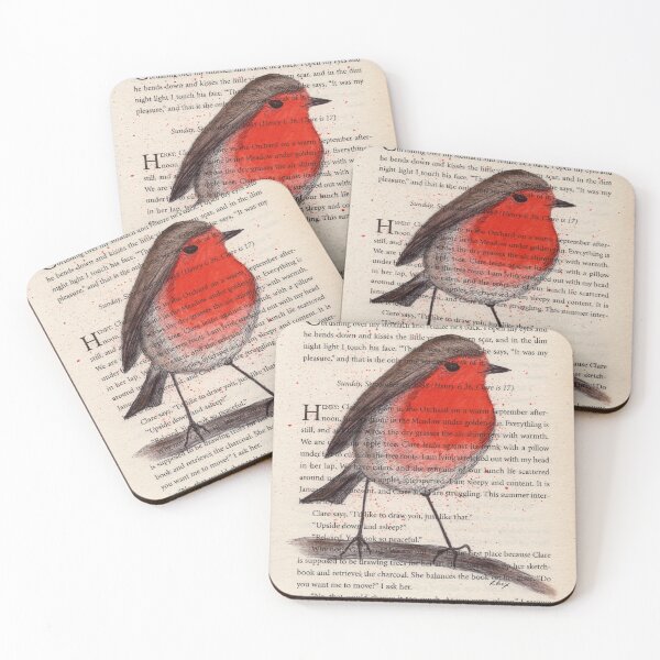 Item preview, Christmas Robin Illustration / Painting onto Vintage Book Page  designed and sold by R Bex.