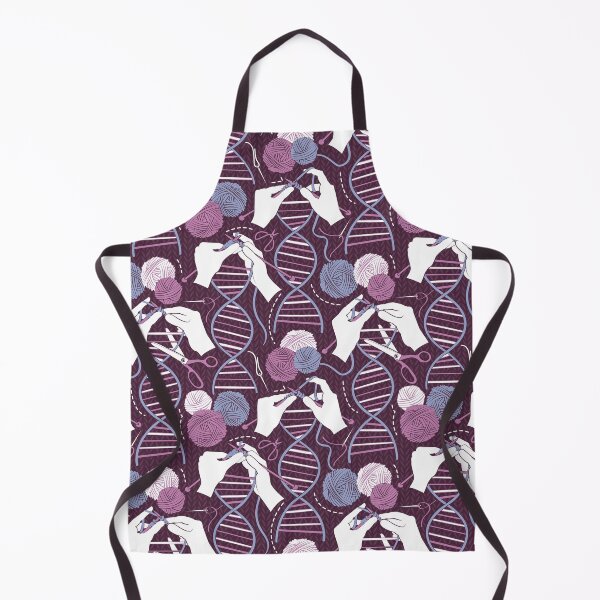 Item preview, Knitting DNA // dark purple background indigo blue and pink wool balls and knit details designed and sold by SelmaCardoso.