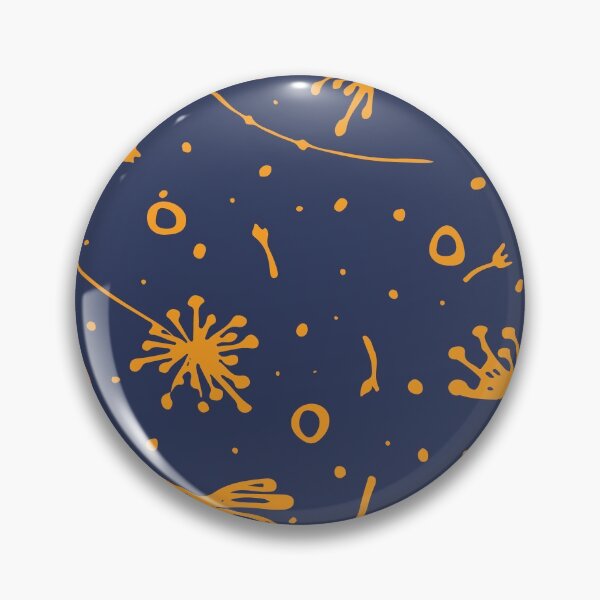 Aperçu de l'œuvre  Motif de fleurs Doodle or sur bleu créée et vendue par CaptainTigra.