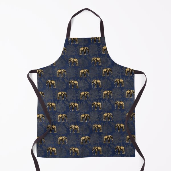 Item preview, An ornate gold elephant on blue damask background circus design designed and sold by AnnieHochmann.