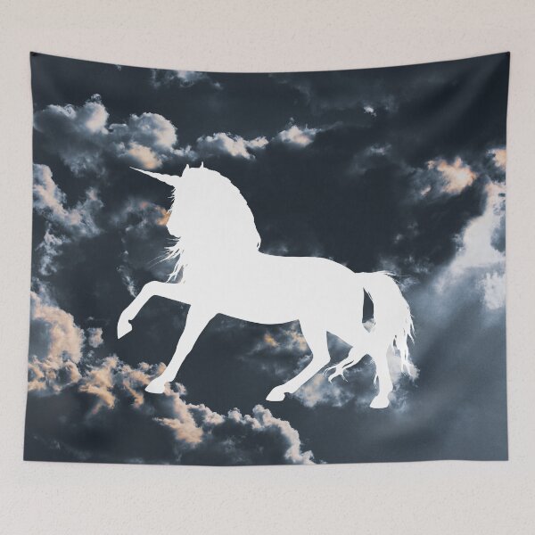 Item preview, Magical but Stabby Grey Clouds White Unicorn designed and sold by BohoMoon.