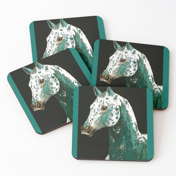 Item preview, Turquoise appaloosa horse portrait painting designed and sold by horseaddicted.